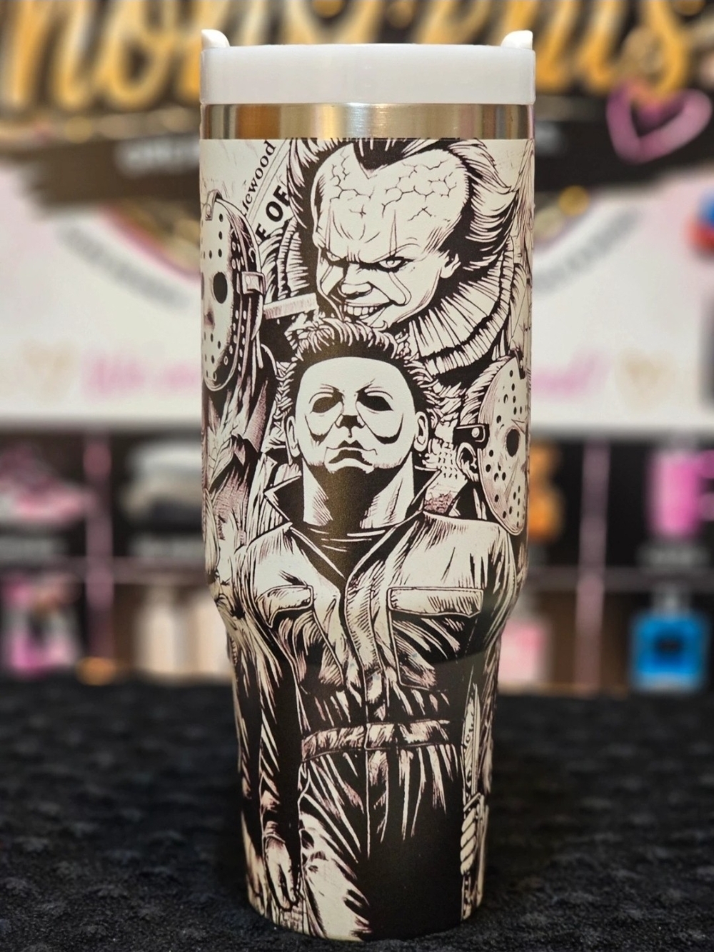 Horror Icons Black & White Insulated Tumbler - Unbranded